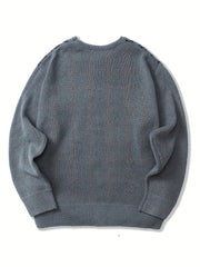 Diamond Pattern Knitted Sweater Men's Casual Warm Pullover Fall Winter
