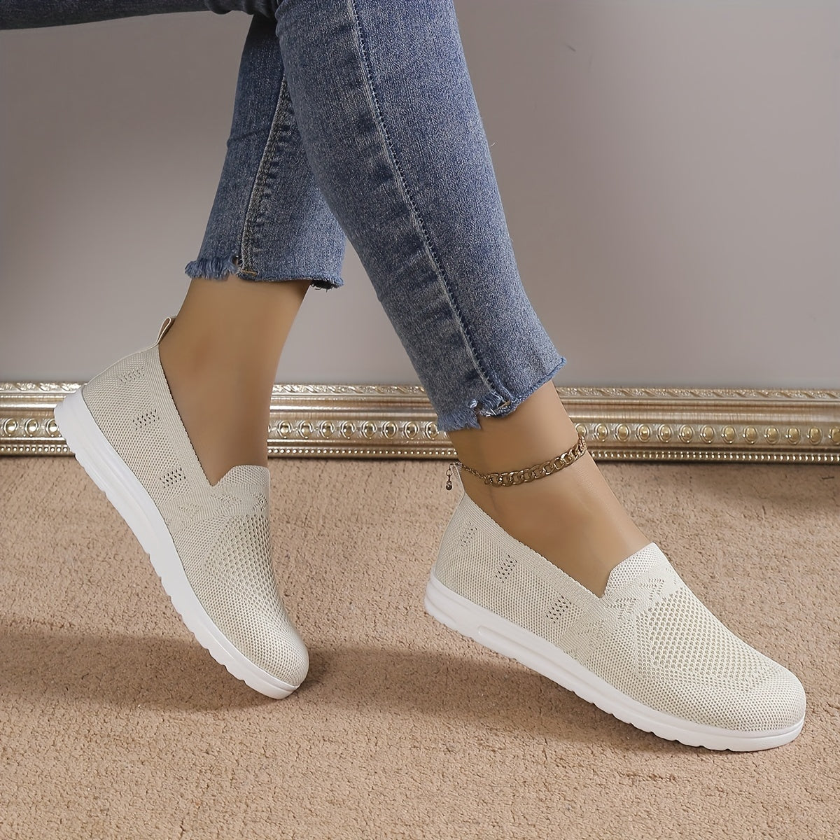 Women's Slip on Sneakers Casual Low Top Hollow Out Shoes