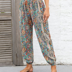 Paisley Print Smocked Waist Harem Pants Boho Pants