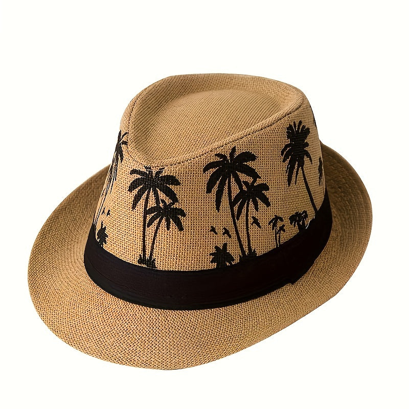Palm Tree Jazz Hat Sun Protection Unisex Straw Hat