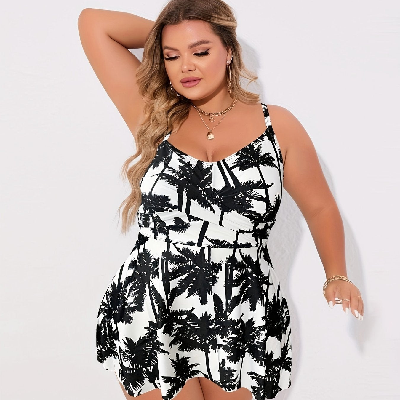 Tropical Print Tankini Set Swimsuit 2 Piece