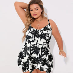 Tropical Print Tankini Set Swimsuit 2 Piece