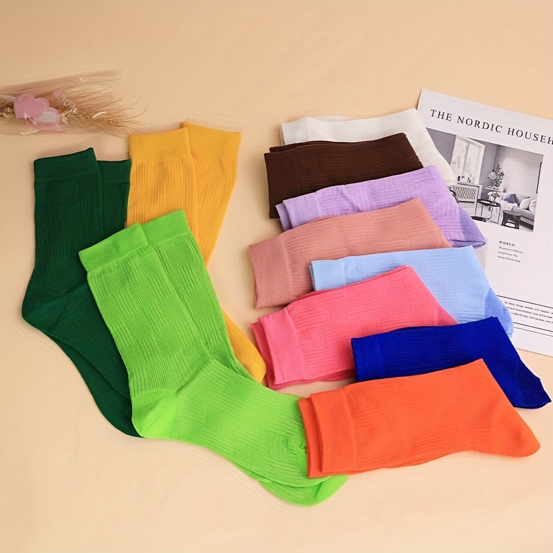 Women's Crew Socks Breathable Mid Tube Stockings