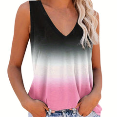 Casual Sleeveless V Neck Tank Top for Women