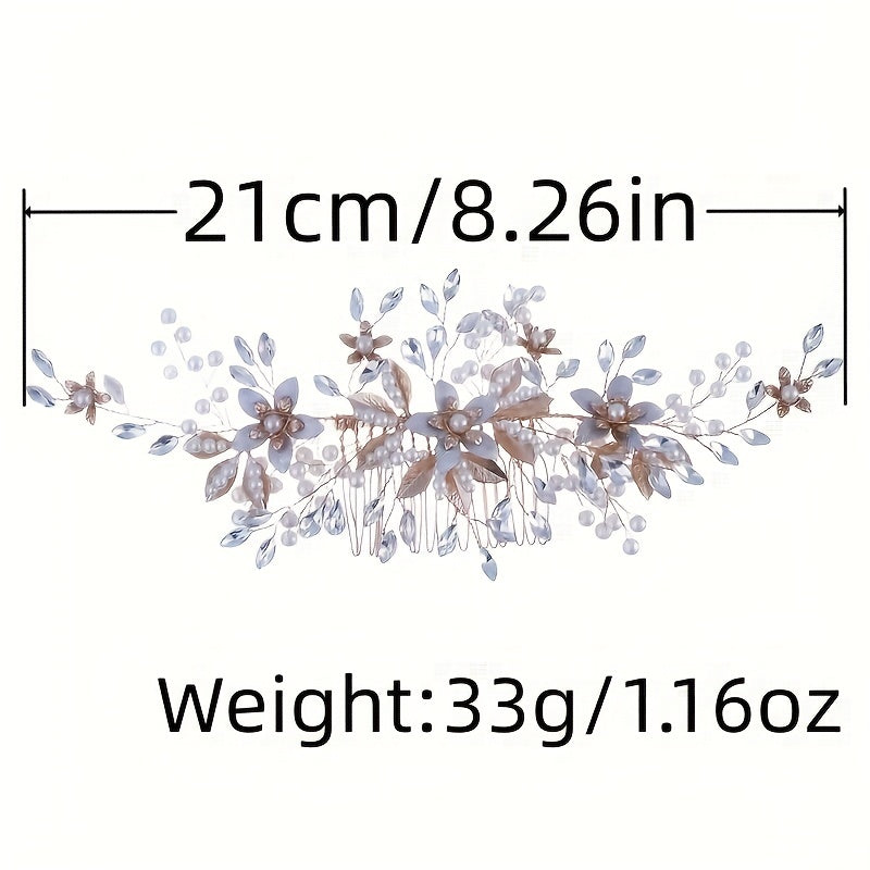 Faux Pearl Flower Bridal Hair Comb for Women Wedding