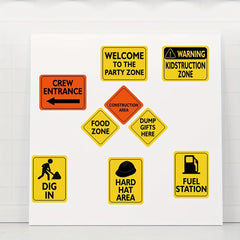 Construction Zone Party Decorations 12pcs Traffic Sign Cutouts