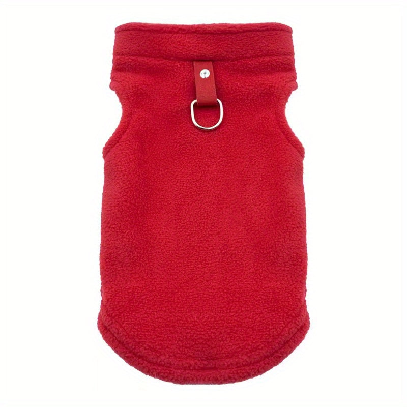 Winter Fleece Pet Dog Coat Jacket With D-ring Leash Attachment