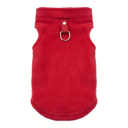 Winter Fleece Pet Dog Coat Jacket With D-ring Leash Attachment