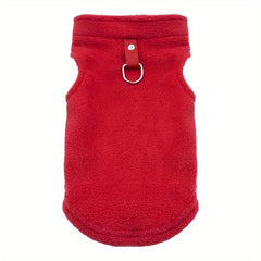 Winter Fleece Pet Dog Coat Jacket With D-ring Leash Attachment