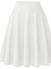 Casual Slim Skater Skirt High Waisted Solid Skirt