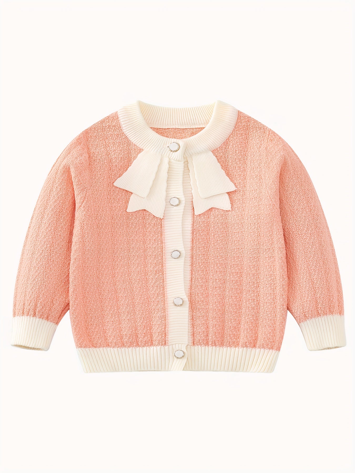 Baby Girls Button Round Neck Sweater Cardigan for Spring Autumn