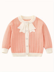Baby Girls Button Round Neck Sweater Cardigan for Spring Autumn