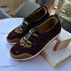 Women's Retro Print Flat Shoes Winter Warm Walking Shoes