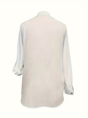 Solid Button Up Long Sleeve Tunic Shirt Top
