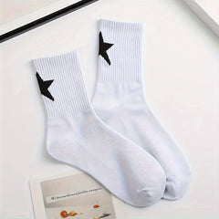 Star Print Socks: Comfy Mid Tube Women's Stockings