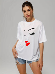 Women's Casual Loose Short Sleeve T-Shirt Crew Neck Solid Tee Summer Tops