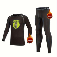Kids Fleece Lined Compression Base Set Long Sleeve Tops & Leggings
