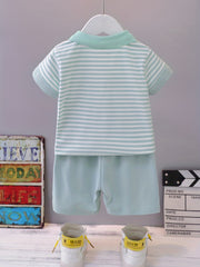 2pc Little Boy Cotton Polo Shirt & Shorts Set