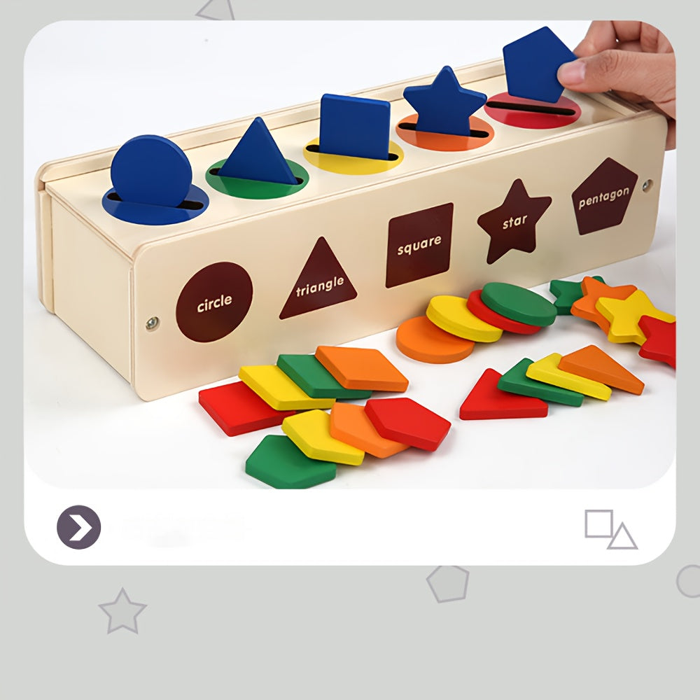Shape Matching Coin Box Puzzle with Blocks