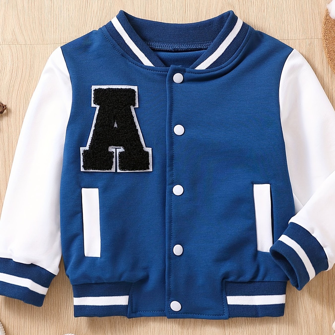Toddler Contrast Buckle Fall Winter Jacket Baseball Uniform Sports Coat
