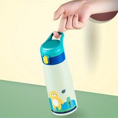 Portable Insulated Stainless Steel Straw Cup with Cartoon Pattern