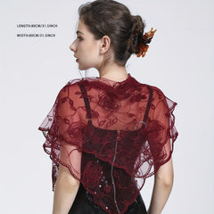 Rose Embroidery Lace Square Scarf Bandana Head Wrap