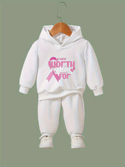 2pcs A CURE WORTH FIGHTING FOR Print Hoodies Pants Set