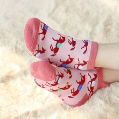 5 Pairs Girls Kids Cartoon Horse Ankle Socks - Cotton Blend