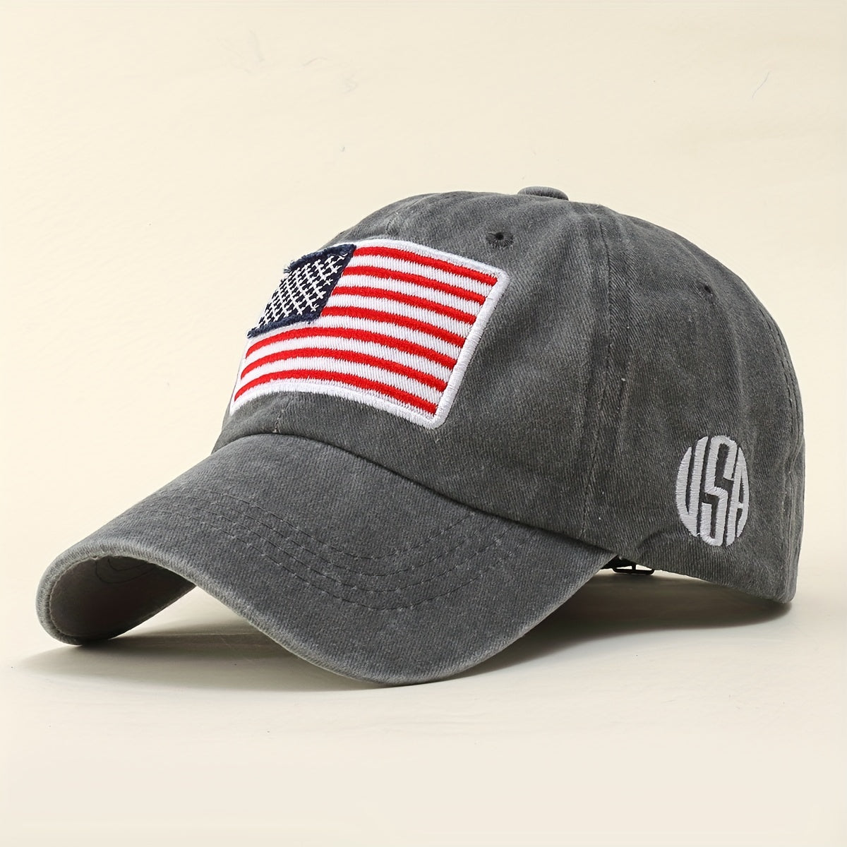 American Flag Embroidery Baseball Cap Washed Distressed Independence Patriotic