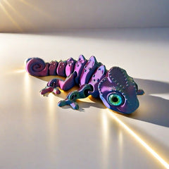 3D Printed Rainbow Chameleon with Realistic Eyes and Flexible Limbs