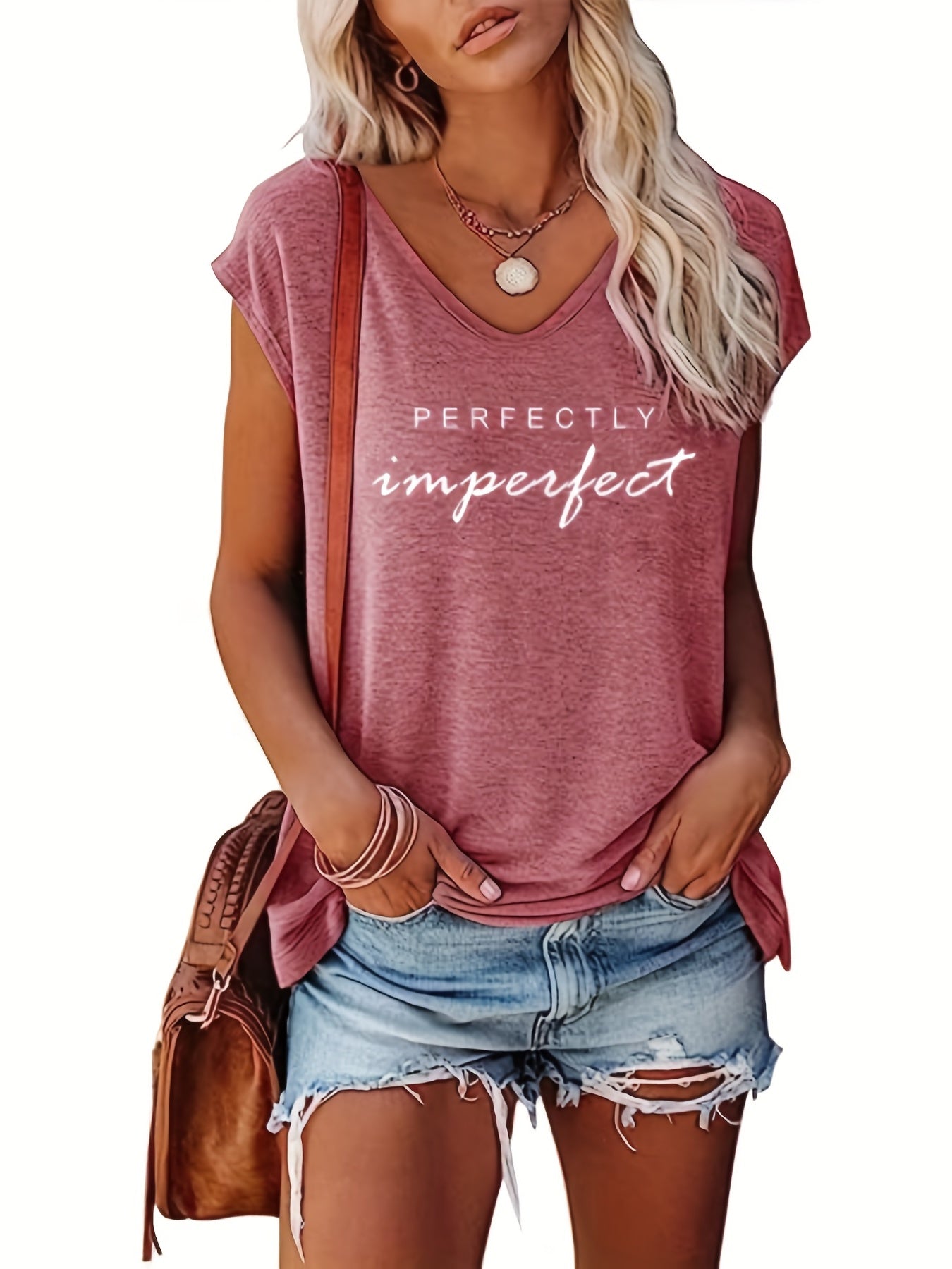 V Neck Cap Sleeve Tank Top for Women