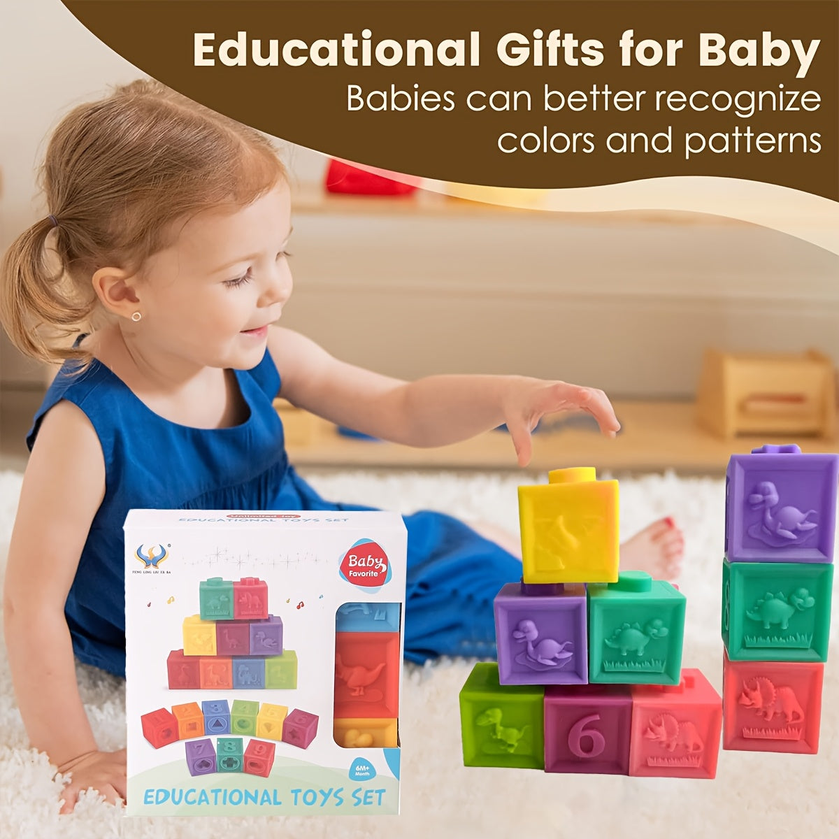 Soft Building Blocks Baby Toys Educational Squeeze Play with Numbers Animals