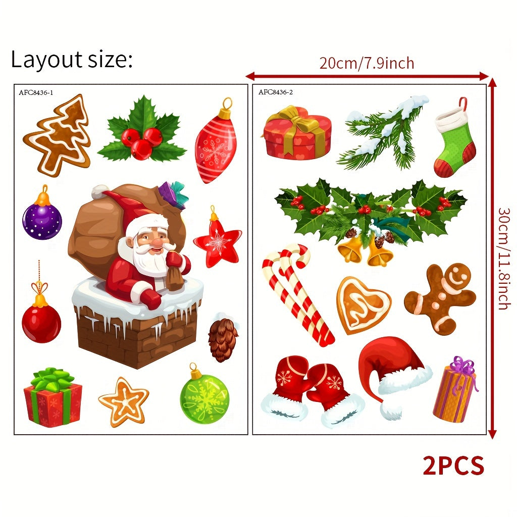 Large Santa Claus Christmas Tree Snowflake Window Decals