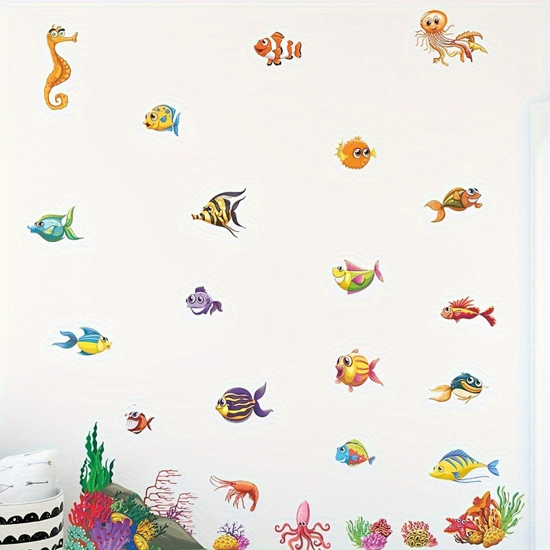 Cartoon Fish Group Glass Sticker Removable Waterproof Vinyl Sticker