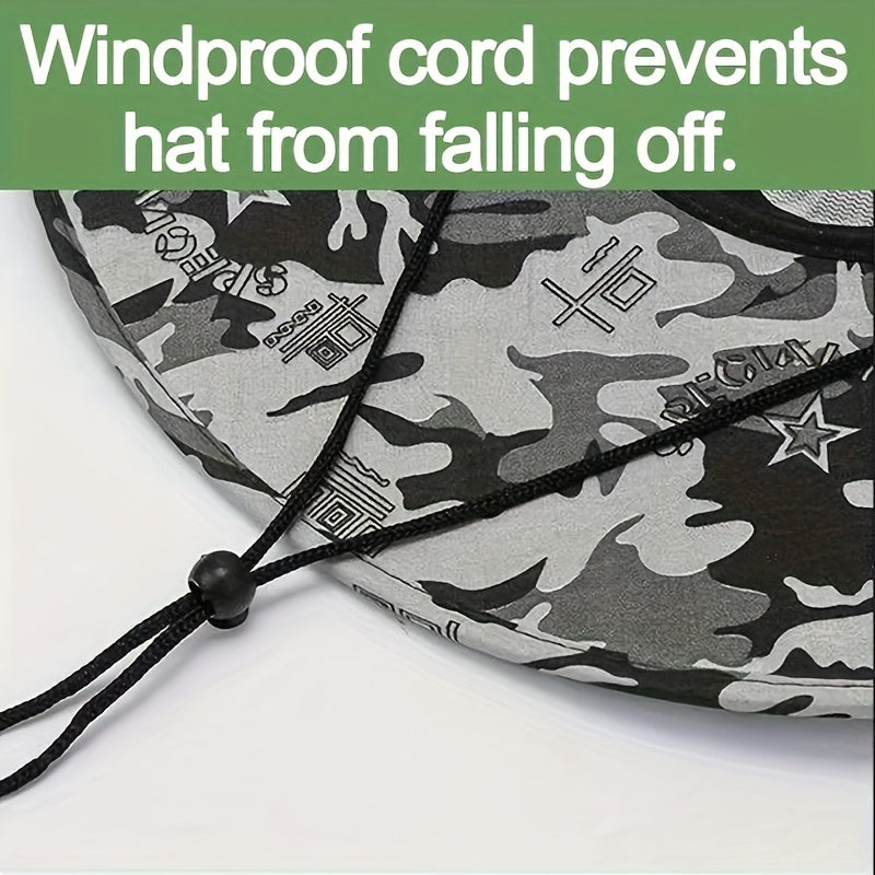 Camouflage Sun Hat with Face Cover for Outdoor Activities