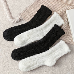 5 Pairs Fuzzy Socks Warm Mid Tube Women's Stockings & Hosiery