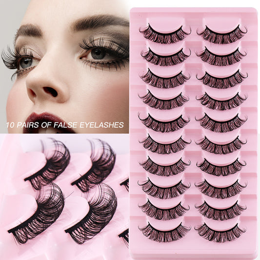 10 Pairs Fluffy Thick False Eyelashes Natural Volume Soft Long Full Strip Lashes