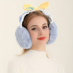 Bow Lace Plush Earmuffs Female Winter Warm Ear Protection