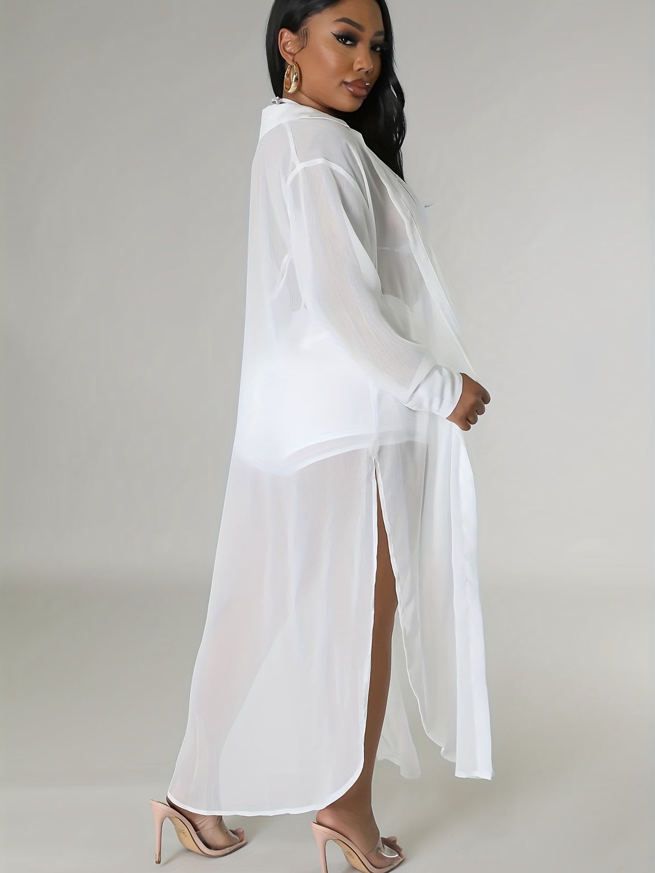 Solid Two-Piece Set Longline Shirt & Drawstring Shorts