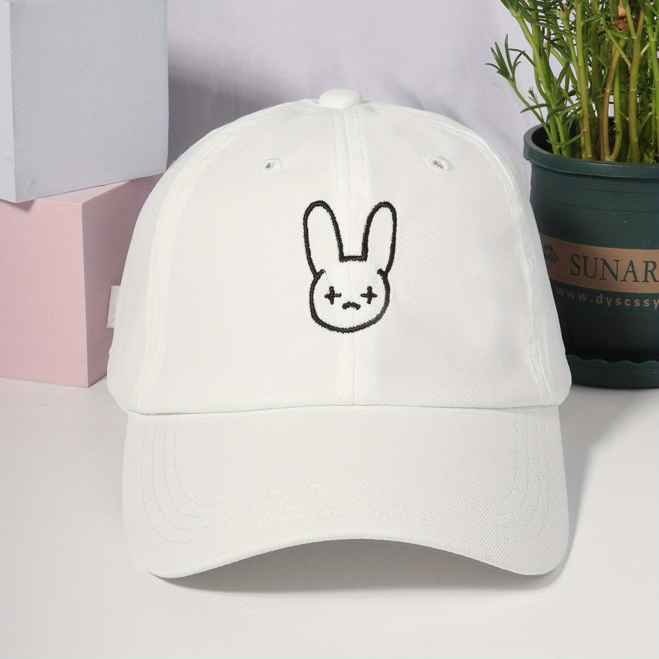 Rabbit Embroidery Baseball Cap Adjustable Sun Hat Lightweight Dad Hat