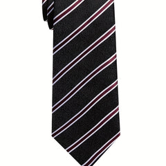 Striped Silk Necktie & Tie Clip Set for Wedding Party