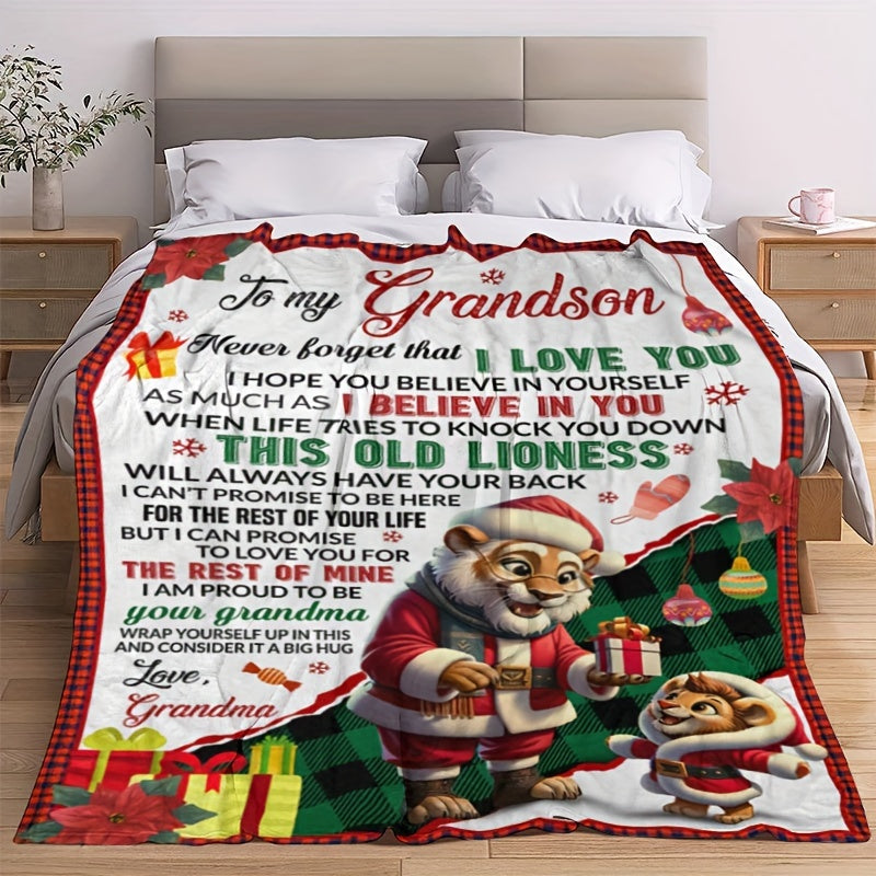 Lion Grandma Blanket Flannel Throw Grandson