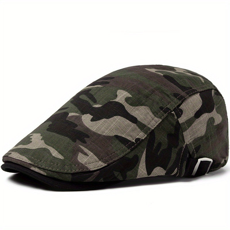 Men's Camo Beret Thin Soft Newsboy Cap Outdoor Casual Hat