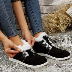 Women's Non-slip Thickened Snow Boots Lace Up Warm Snow Sneakers
