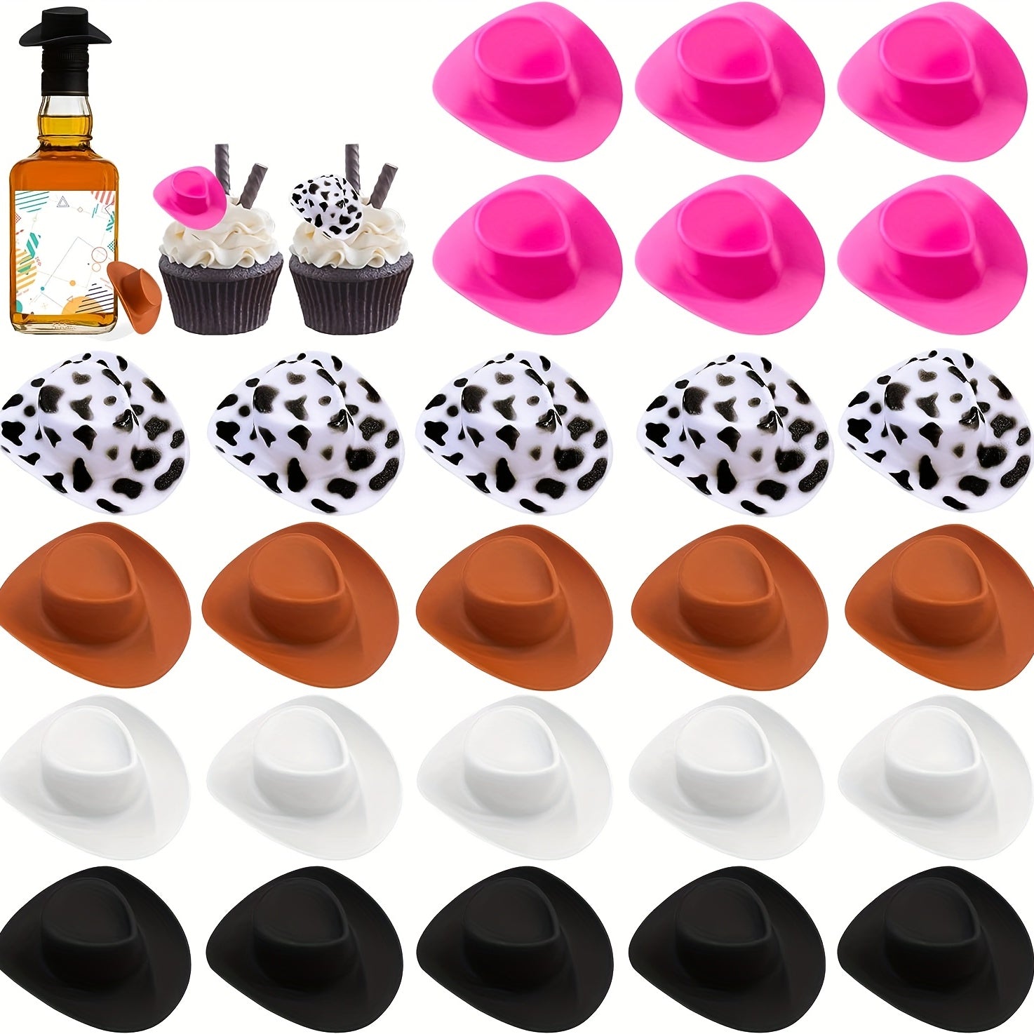 10pcs Pink Mini Cowboy Hat Party Accessories Toy Doll Dress Up Play House Games