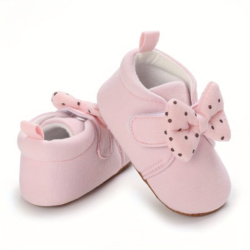 Baby Girls Lightweight Sports Shoes With Bowknot Comfortable Non Slip Crib Shoes