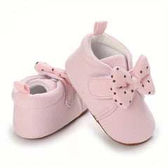 Baby Girls Lightweight Sports Shoes With Bowknot Comfortable Non Slip Crib Shoes
