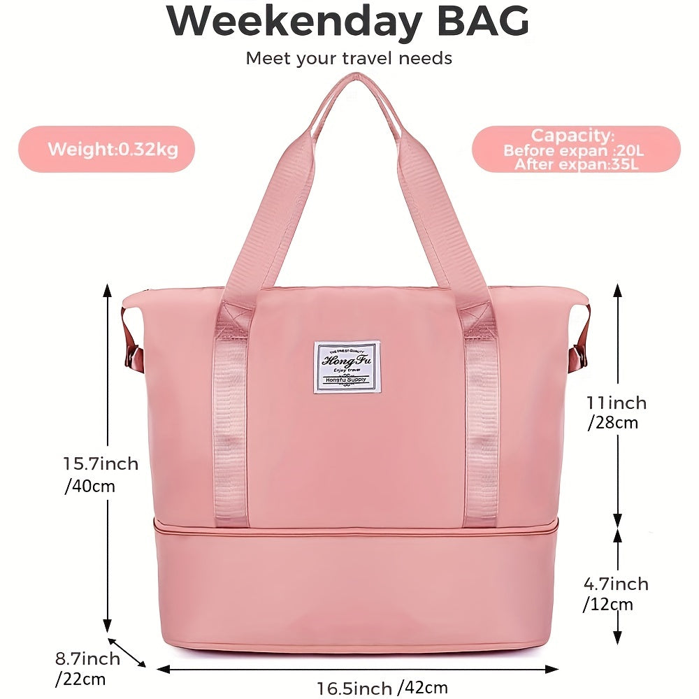 30L Travel Duffel Bag Lightweight Shoulder Bag With Shoes Compartment