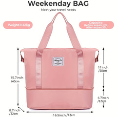 30L Travel Duffel Bag Lightweight Shoulder Bag With Shoes Compartment