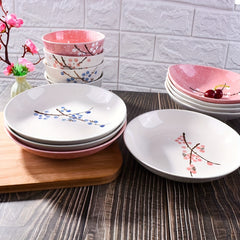 4 Pcs Japanese Ceramic Dinner Plates 20-32 Cm Various Styles Household Tableware
